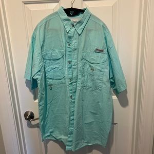 Mens Columbia PFG Sportswear Company Teal Button Down Size L